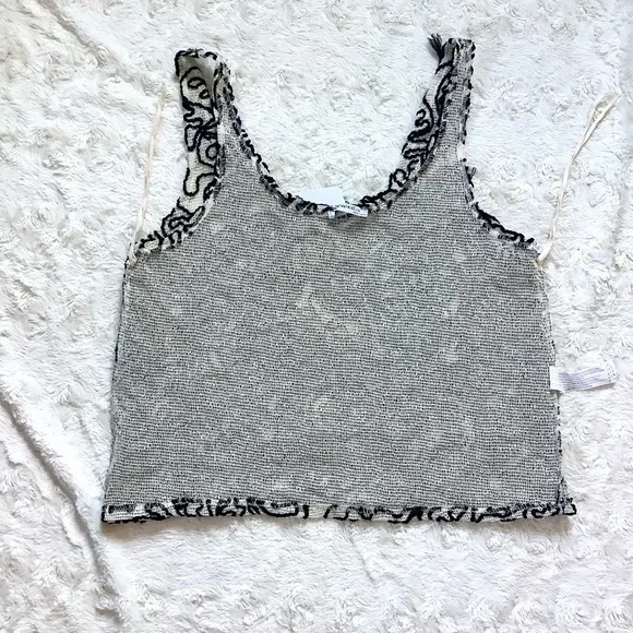 𝅺ZARA Embroidered Mesh/Net Oversize Boxy Tank Top - Picture 4 of 10